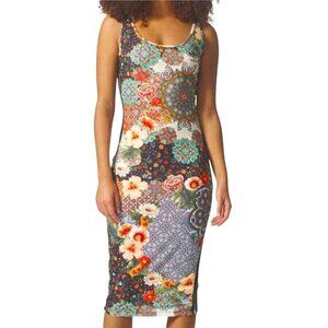 Adidas X Farm Rio Jardim Agharta Midi Dress 3 Stripe Logo Size S